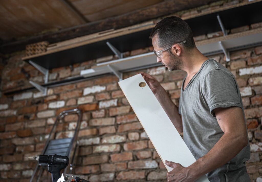 MKG Group Commercial Renovation – inspecting a fitted board during renovation work
