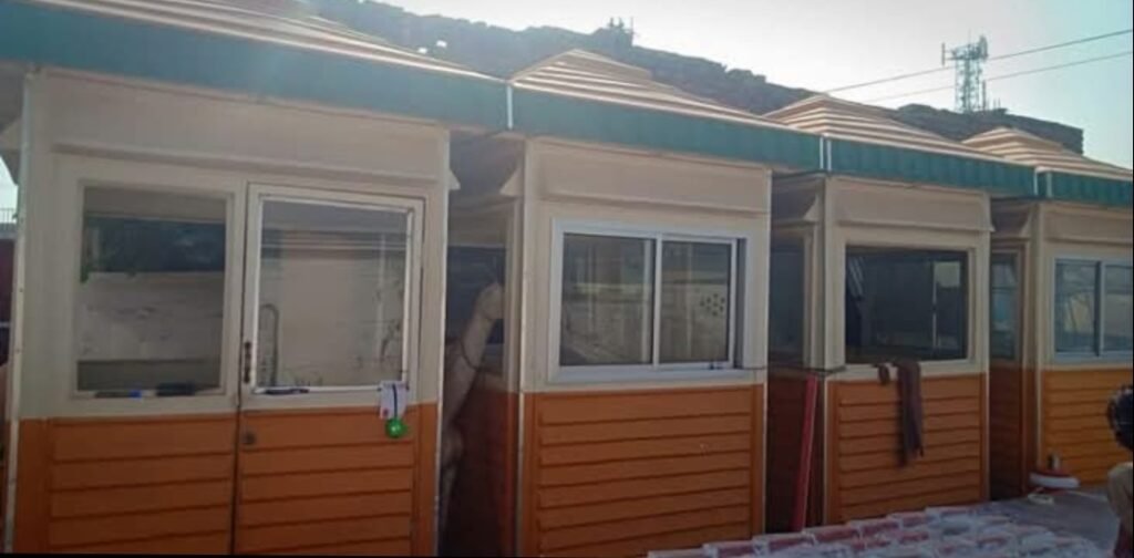 MKG Group Fiberglass Security Guard Rooms – Row of guard cabins with windows and doors