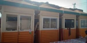 MKG Group Fiberglass Security Guard Rooms – Row of guard cabins with windows and doors